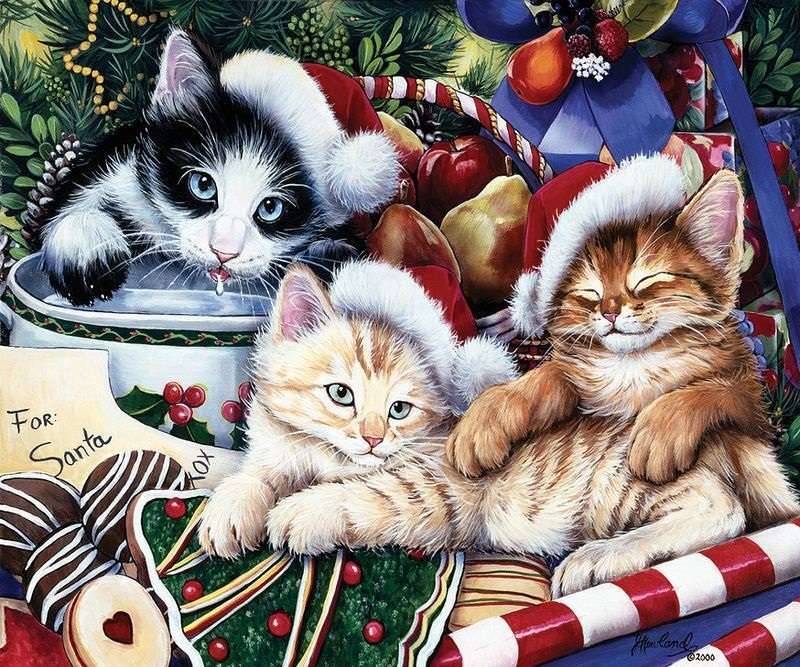 Tejjel jóllakott karácsonyi chatounet... online puzzle