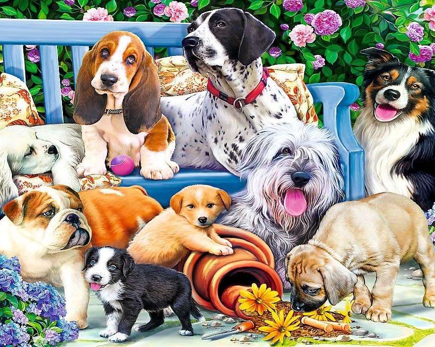 Állatok és egy pad online puzzle