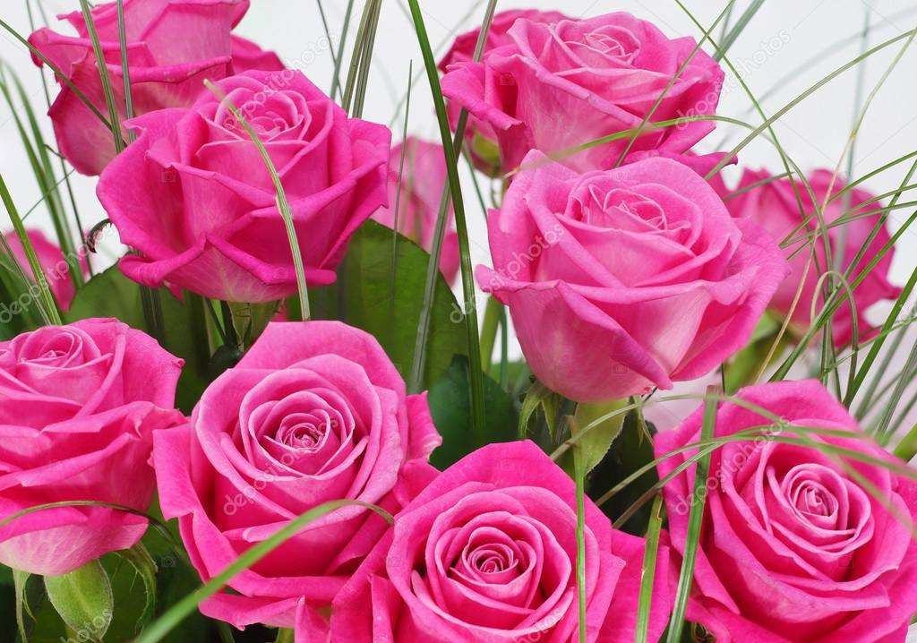 Rózsaszín rózsák - csokor online puzzle