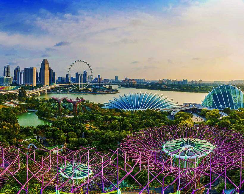 Сады у залива - освещенный сад в Сингапуре онлайн-пазл