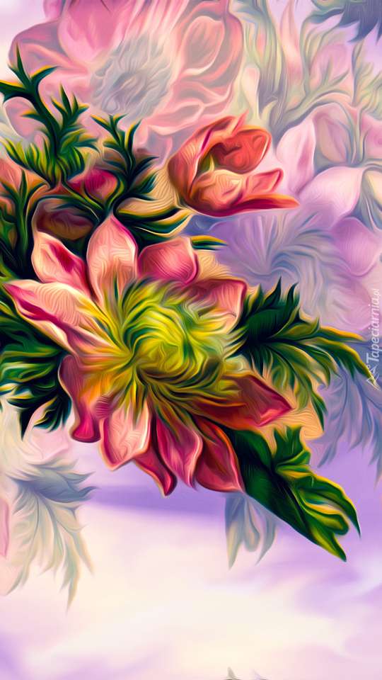Színes virágok - kép online puzzle