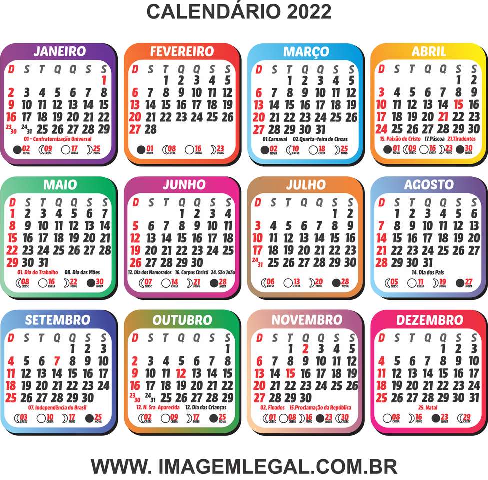 Quebra-cabeça calendário 2022 quebra-cabeças online