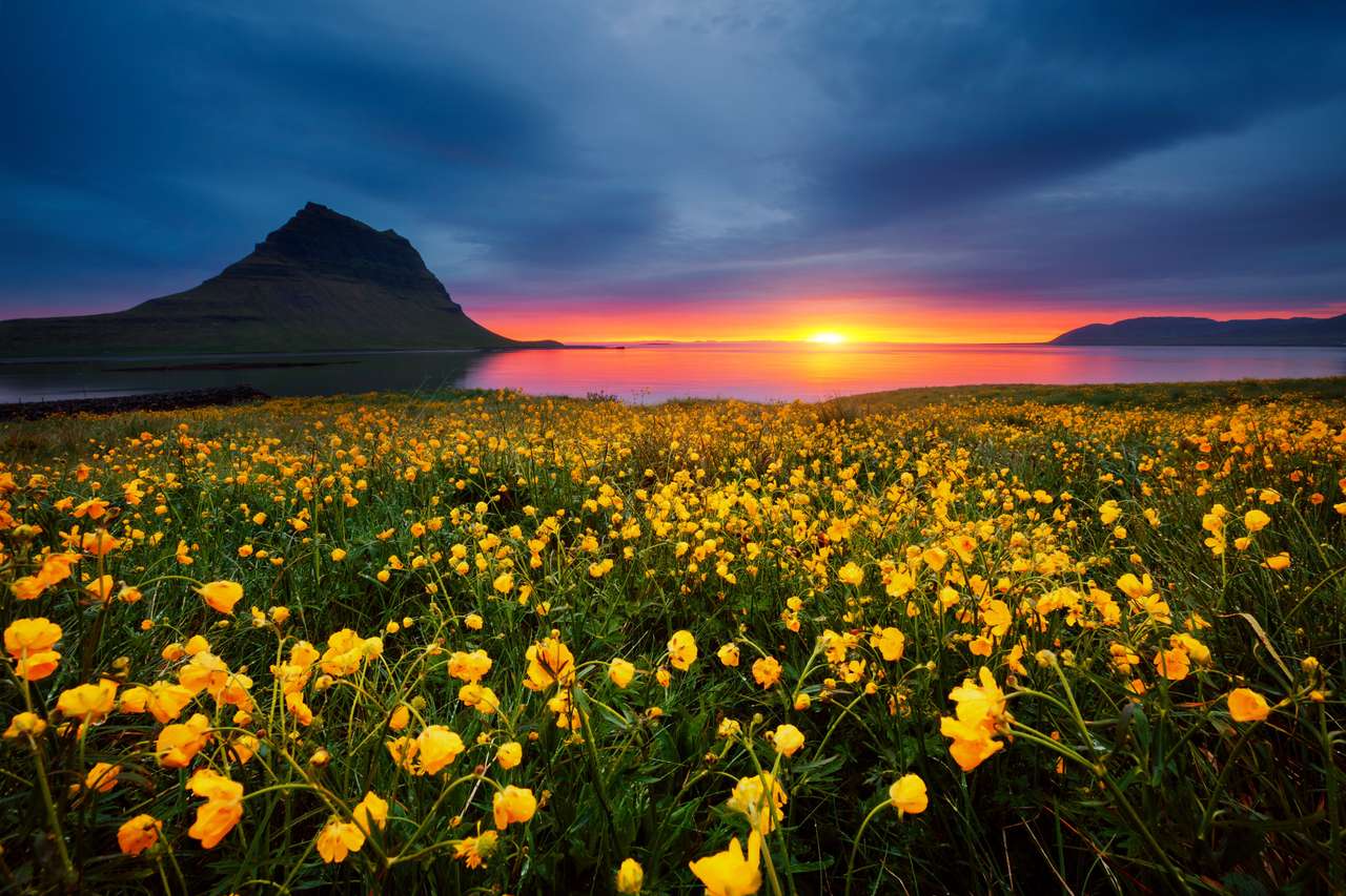 Fantastiskt isländskt landskap pussel på nätet