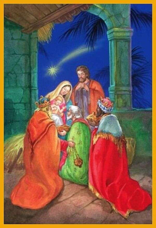 Weihnachten Nr. 20 - Die Heiligen Drei Könige besuchen den kleinen Jungen Online-Puzzle