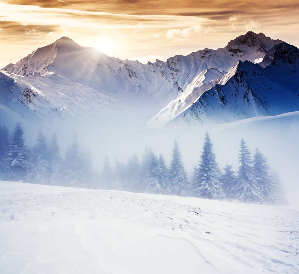 Фантастический вечерний зимний пейзаж пазл онлайн