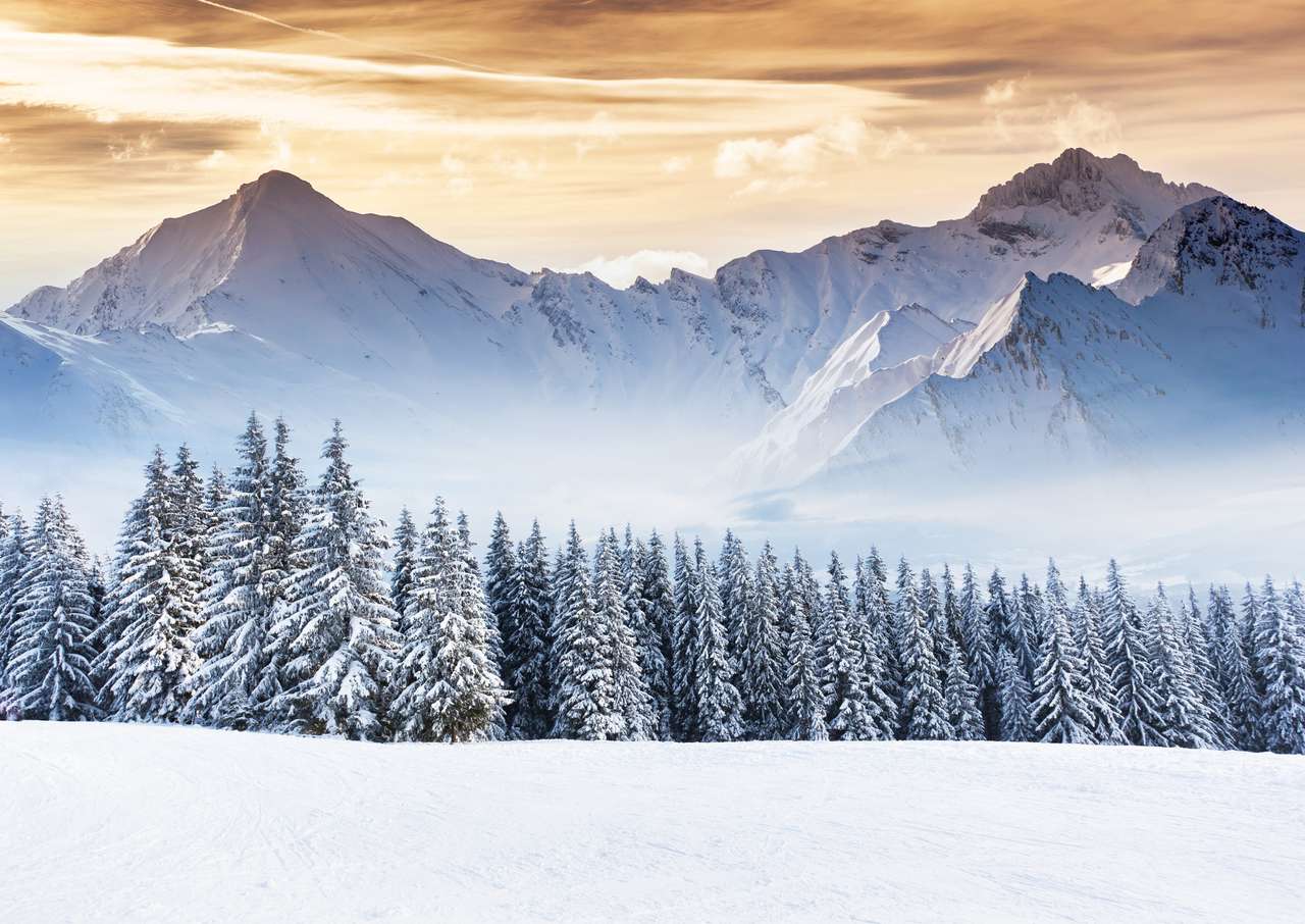 Fantástico paisaje de invierno por la noche rompecabezas en línea