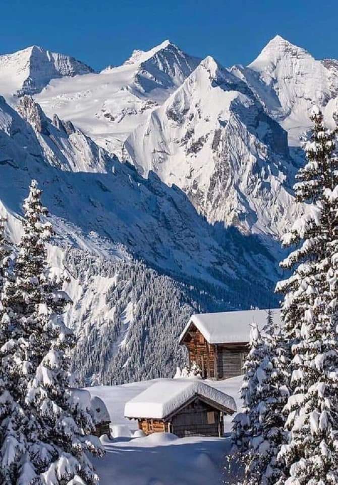 Winter in der Schweiz. Puzzlespiel online