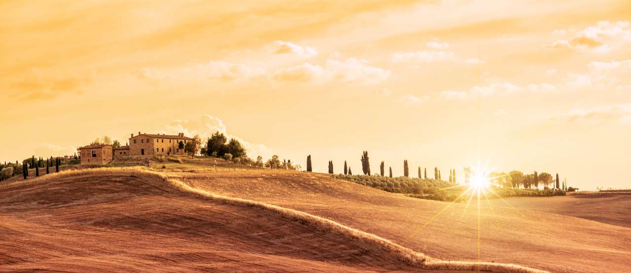 Toscana vid solnedgången, Italien pussel på nätet
