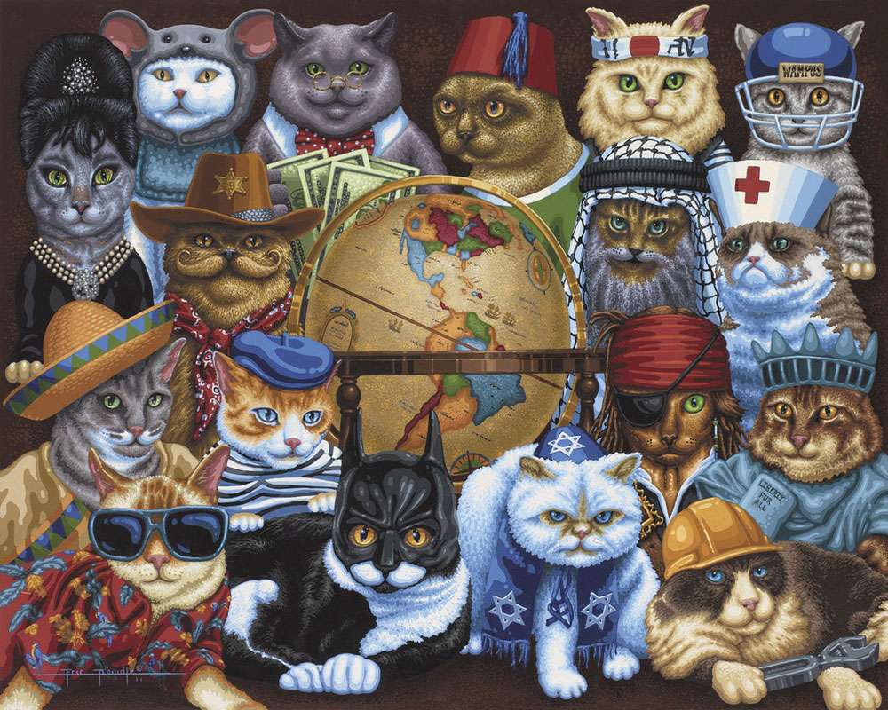 De kattenmensen over de hele wereld legpuzzel online