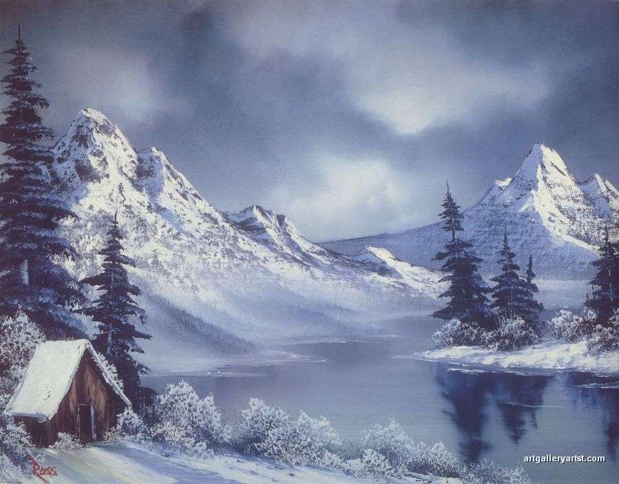 Bob Ross Winter Landscape online puzzle