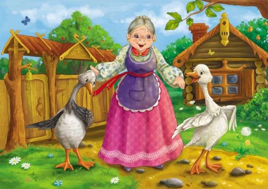 Oma mit ihren Entenküken Puzzlespiel online