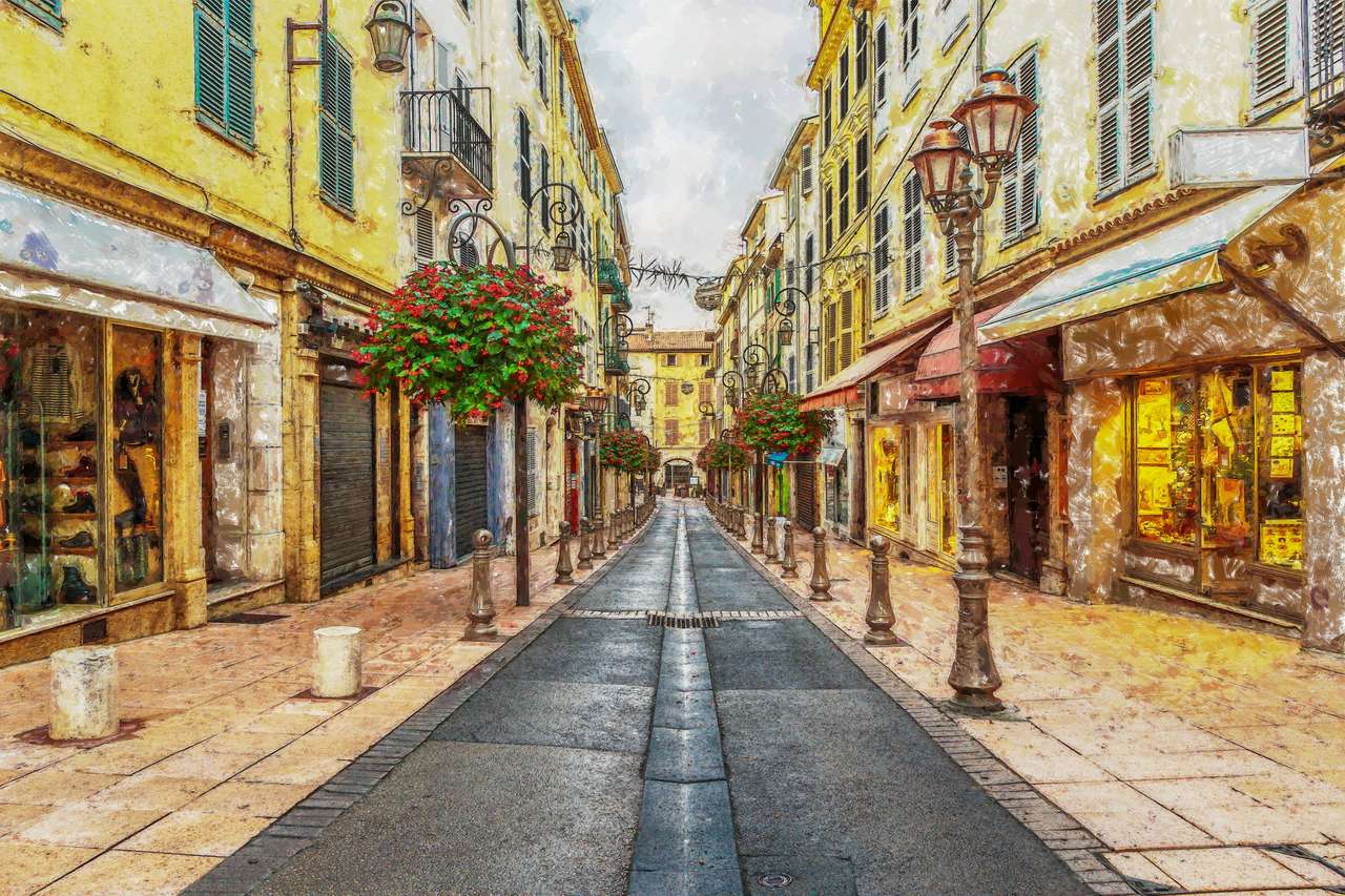 Strada nel centro storico di Antibes in Francia puzzle online