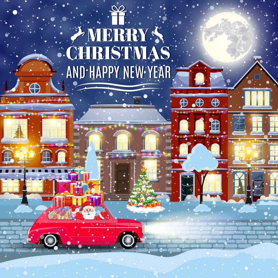 buon Natale inverno strada della città vecchia puzzle online