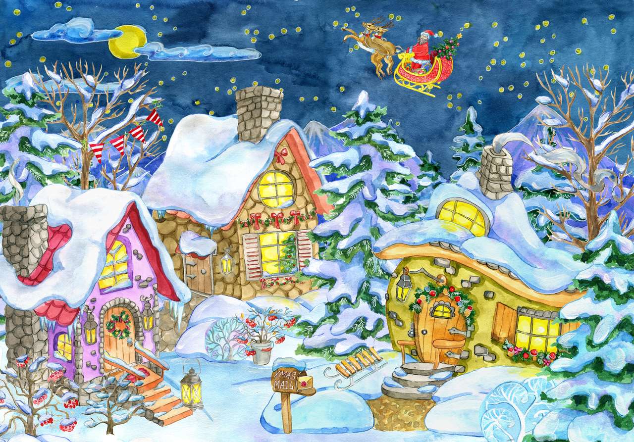 Cartão de felicitações de natal e ano novo puzzle online