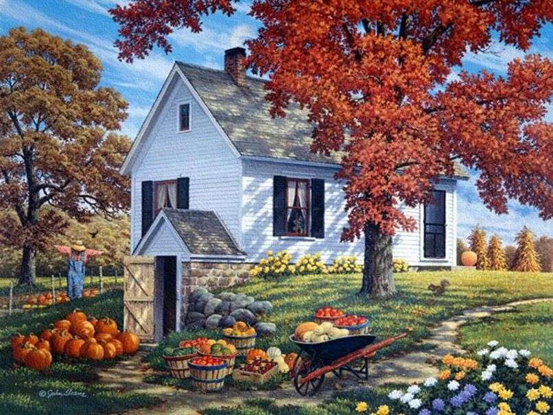 Paysage # 60 - Maison avec vente de fruits puzzle en ligne