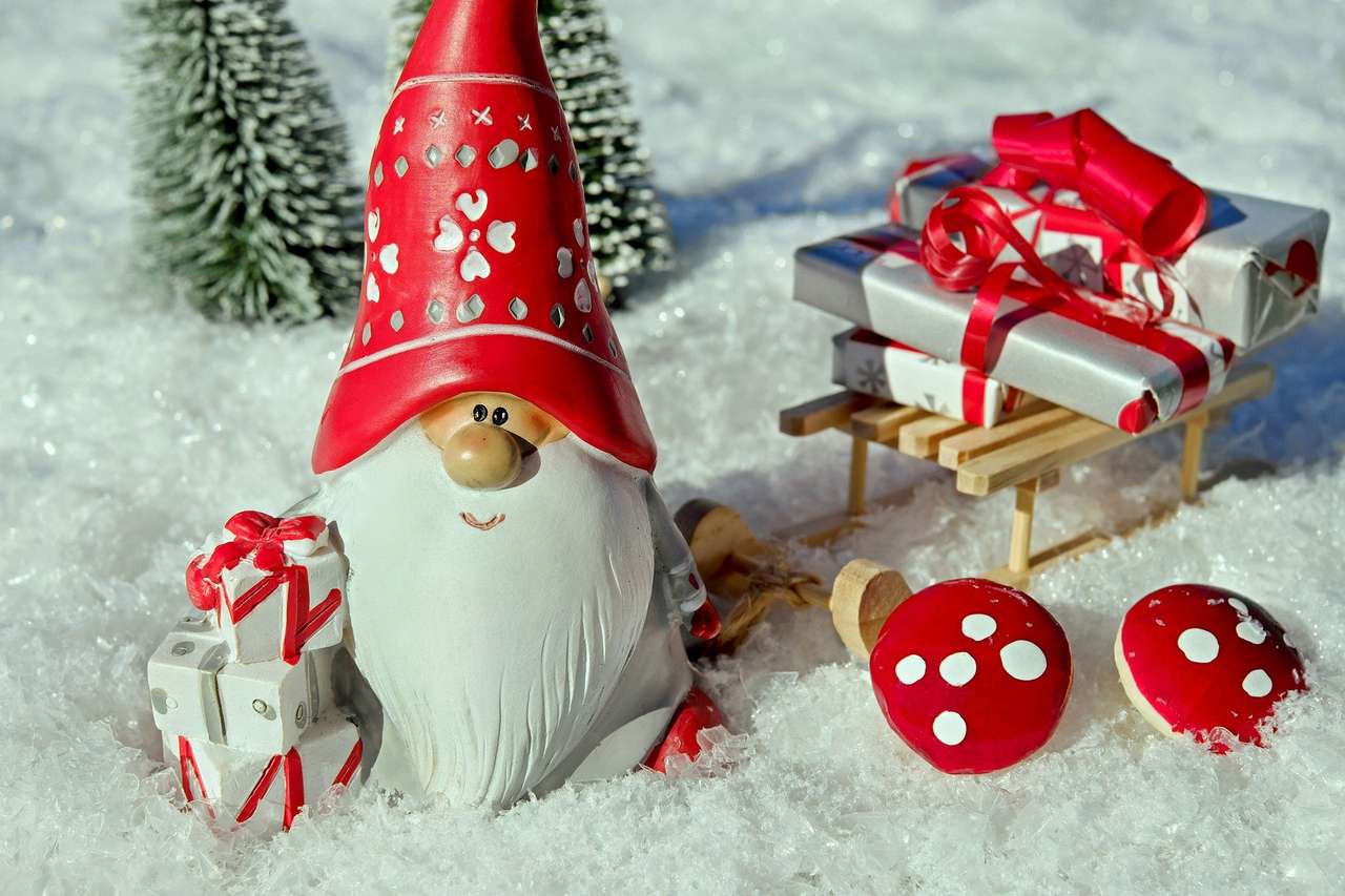 Дед Мороз с подарками. онлайн-пазл