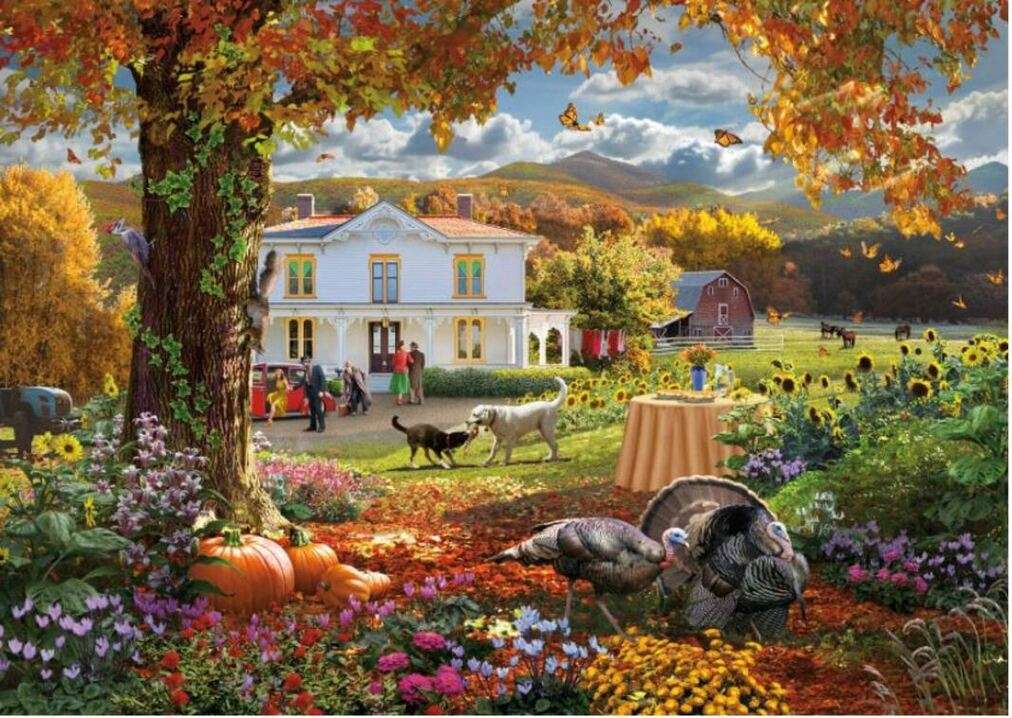 Der Bauernhof rund um sein Herbstleben Puzzlespiel online