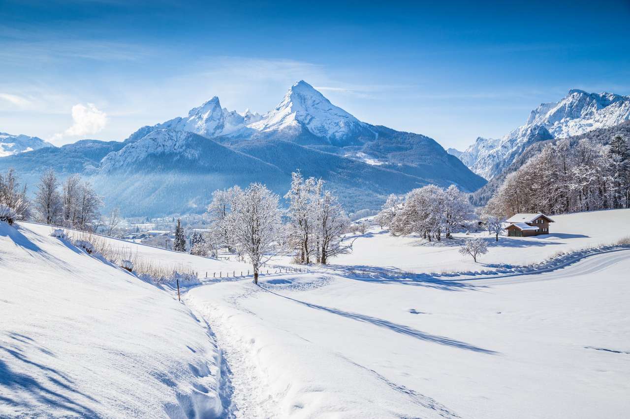 Winterlandschaft in den Alpen Online-Puzzle