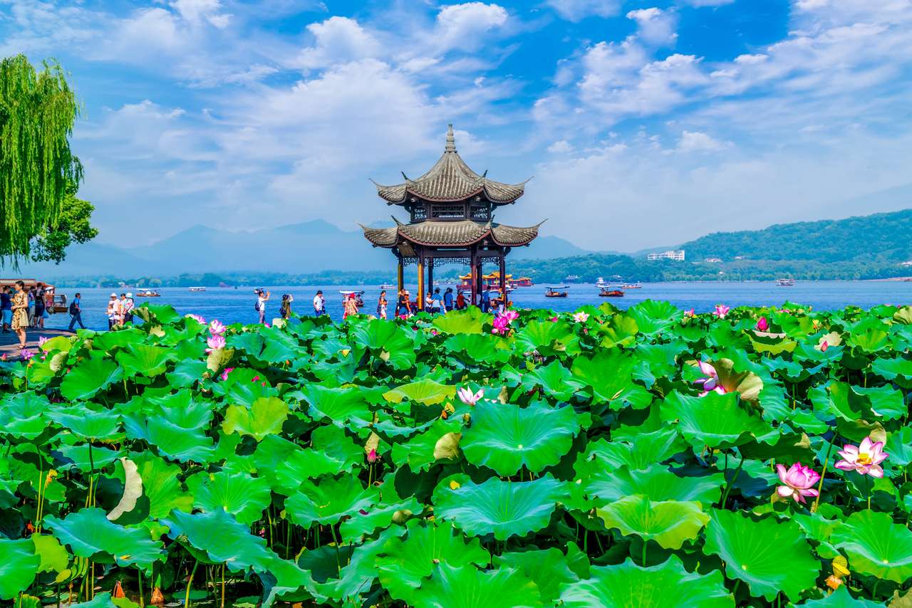 Landskapet av West Lake, Hangzhou pussel på nätet