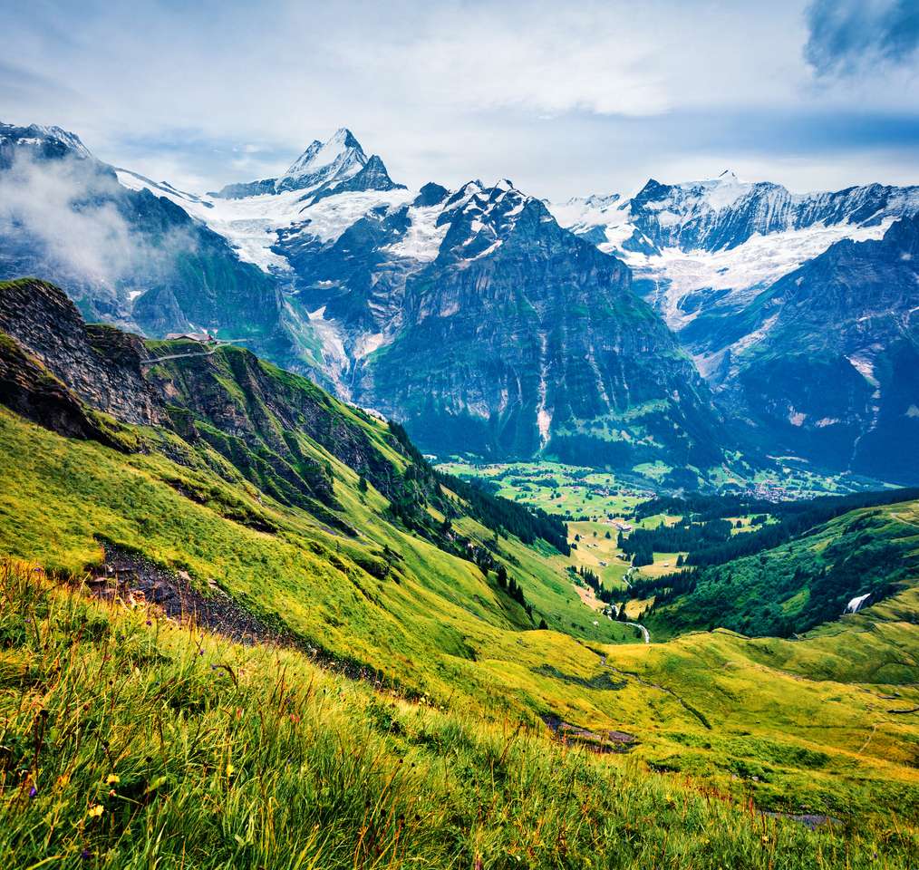 Канатная дорога Grindelwald First Альпы, Швейцария онлайн-пазл