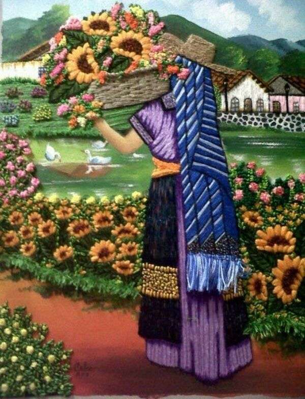 Vrouw met zonnebloemen - Guatemala 1 legpuzzel online