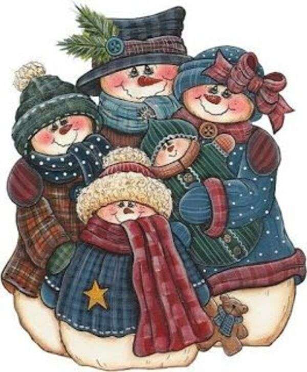 Рождество #29 - Снеговики в костюмах онлайн-пазл