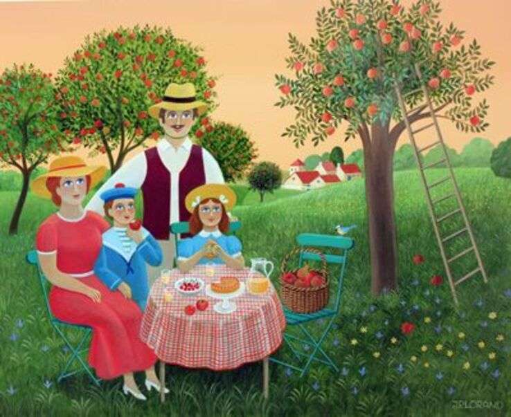 Landscape # 61 - Family enjoying picnic jigsaw puzzle online