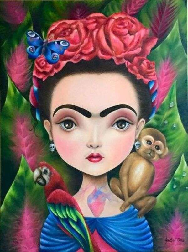 Dama guatemalteca con scimmia - Art 2 puzzle online