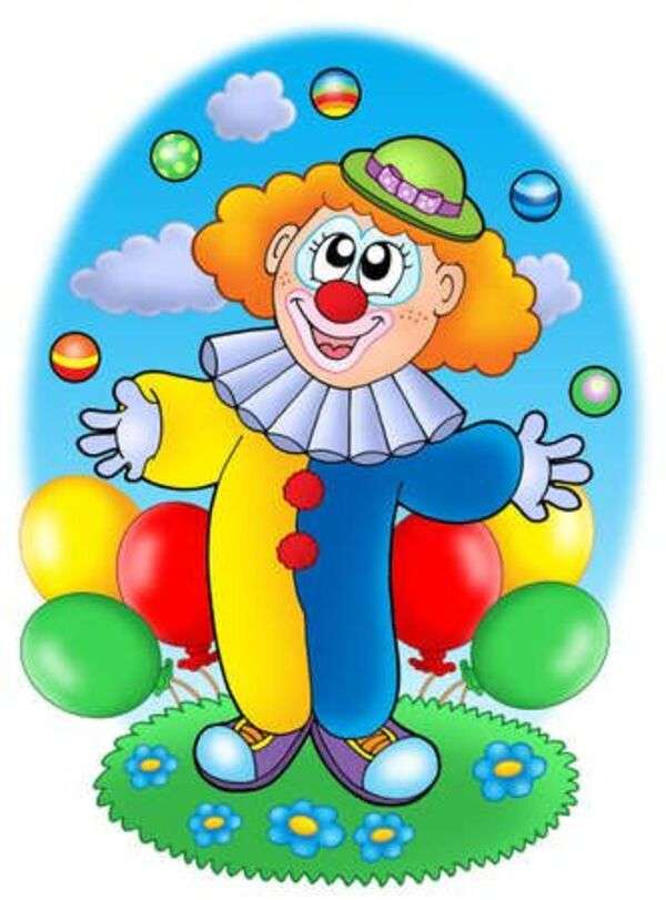 Liten clown gör dåligt område med bollar Pussel online