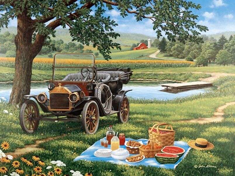 Peisajul # 62 - Pregătiri pentru picnic jigsaw puzzle online