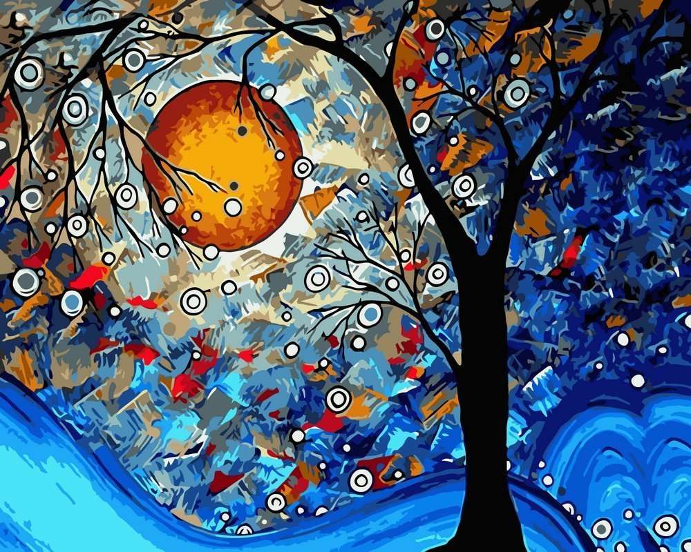 Abstraction - Dream of a tree, painting by numbers jigsaw puzzle online