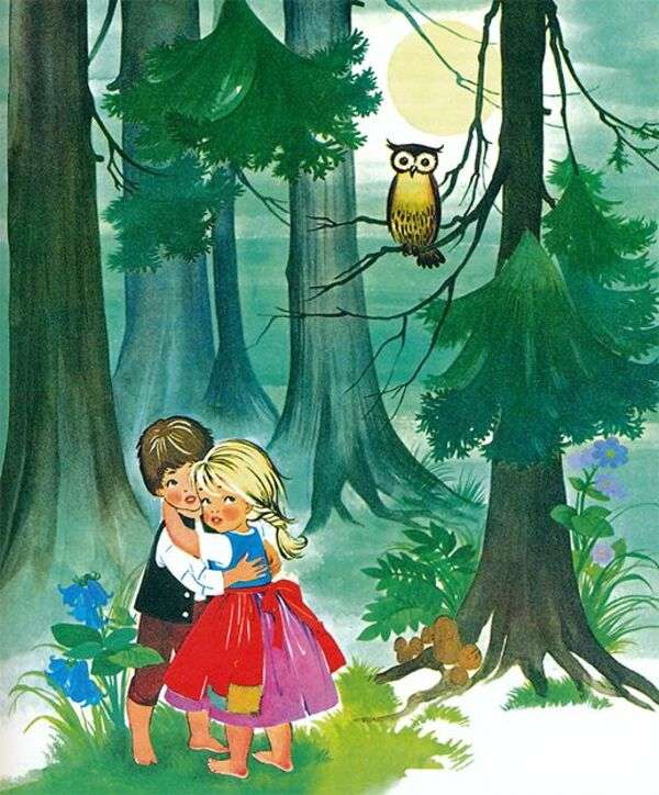 Hans och Gretel i skog #1 pussel på nätet