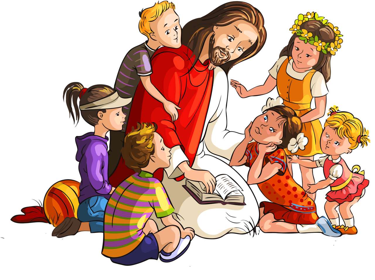 Иисус и дети пазл онлайн