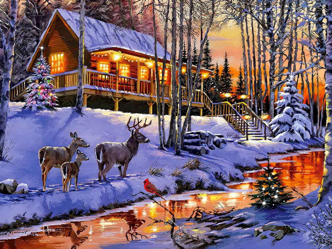 Crăciunul în pădure jigsaw puzzle online