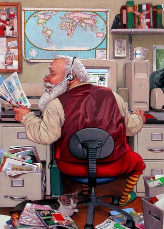 papa  Noel, trabajando rompecabezas en línea