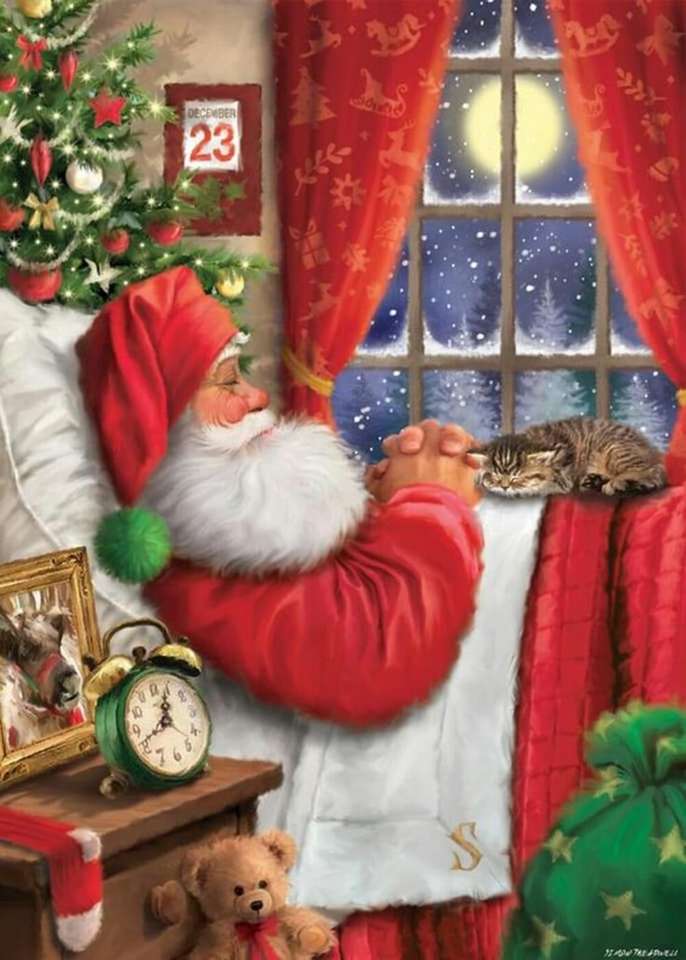 kerstman aan het rusten online puzzel