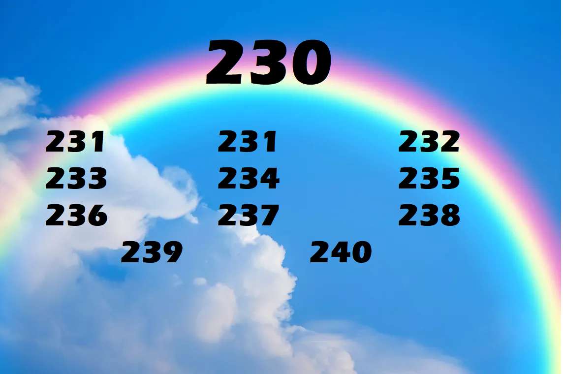 NUMBERS FROM 230 TO 240 jigsaw puzzle online