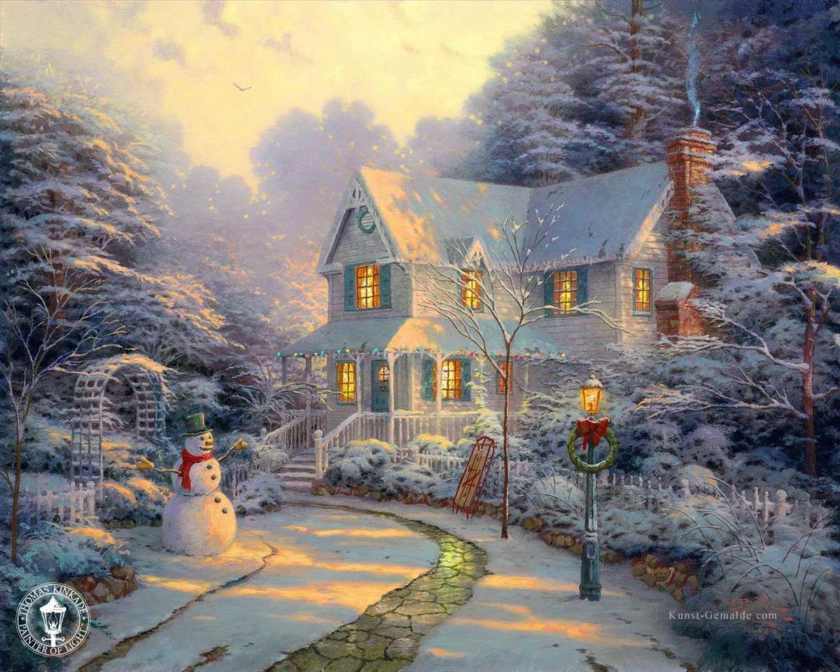 Къща в зимен пейзаж онлайн пъзел