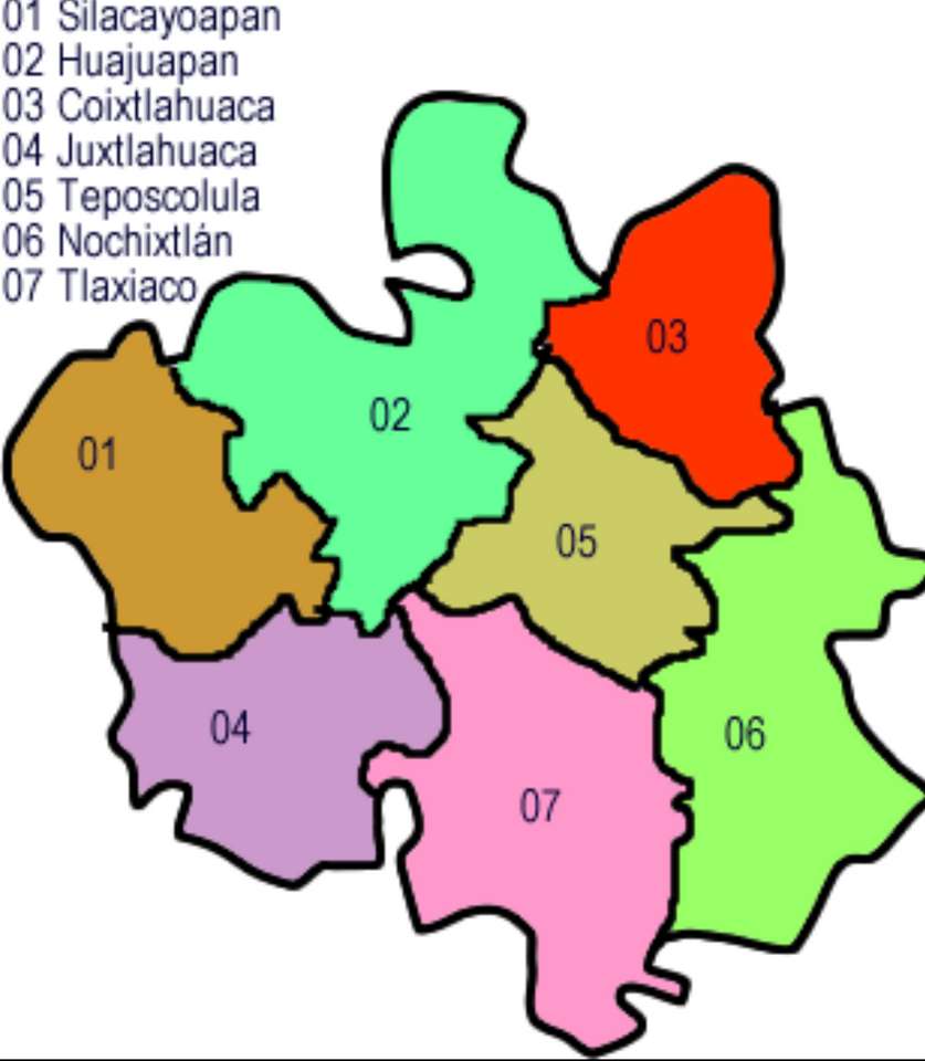 Karta nummer 2 över delstaten oaxaca pussel på nätet