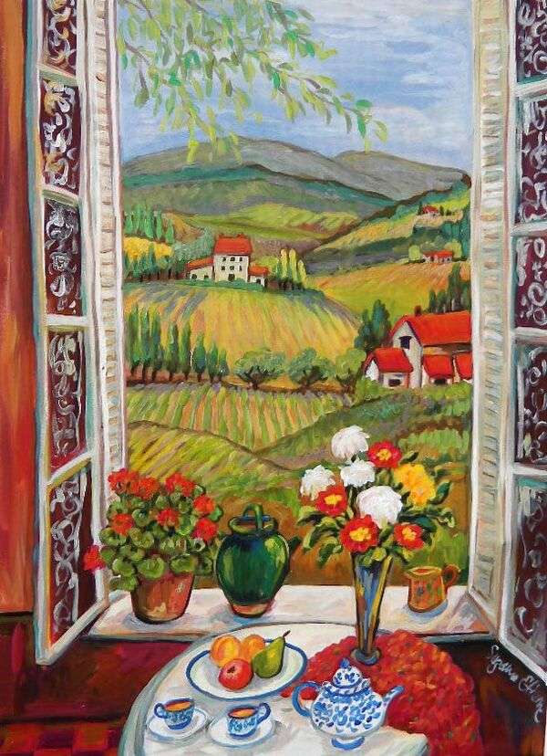 Beautiful dining room overlooking the countryside jigsaw puzzle online