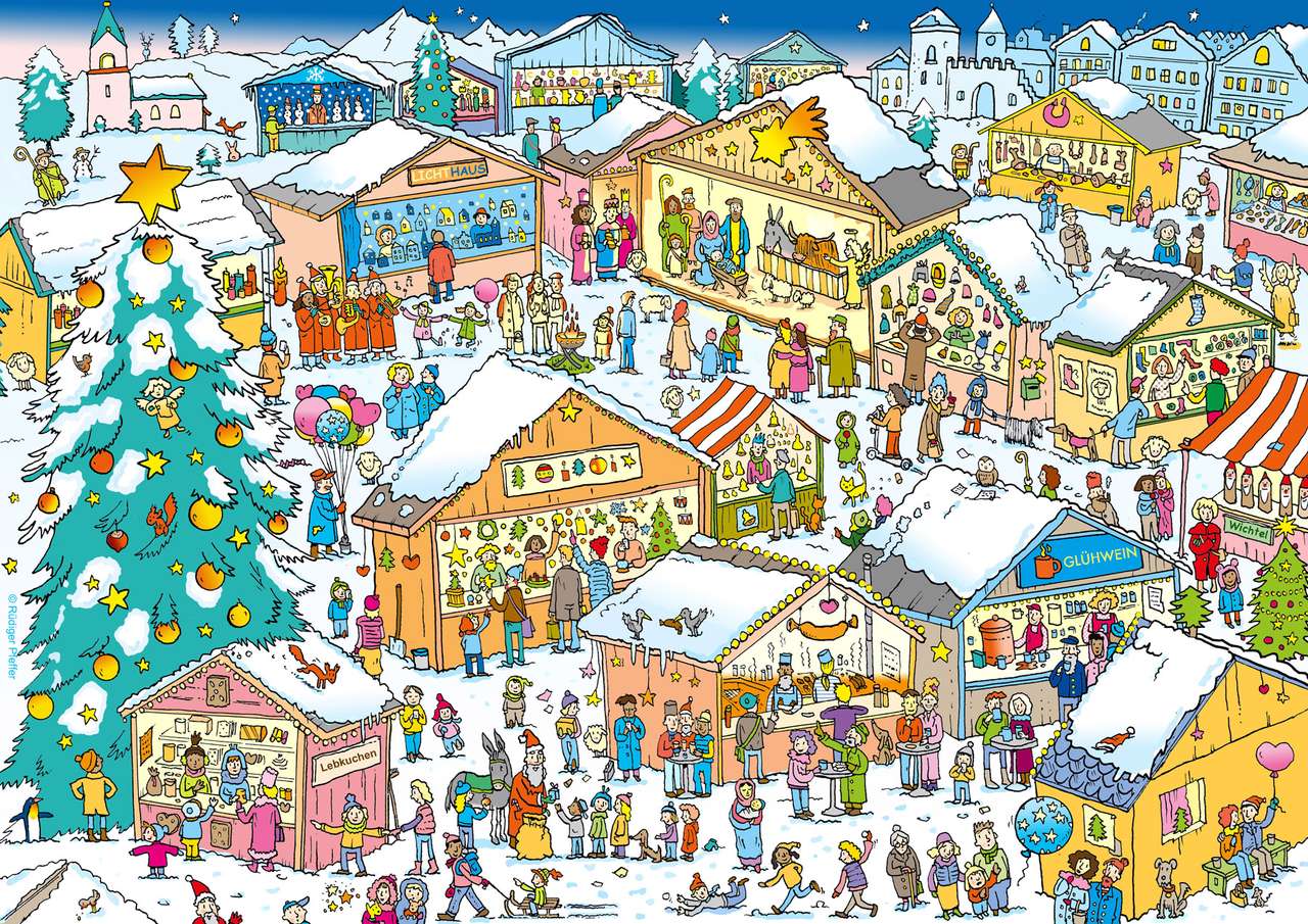 Kerstmarkt verborgen object online puzzel