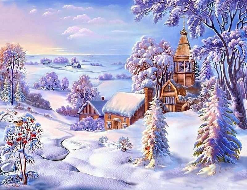 inverno sopra il villaggio puzzle online