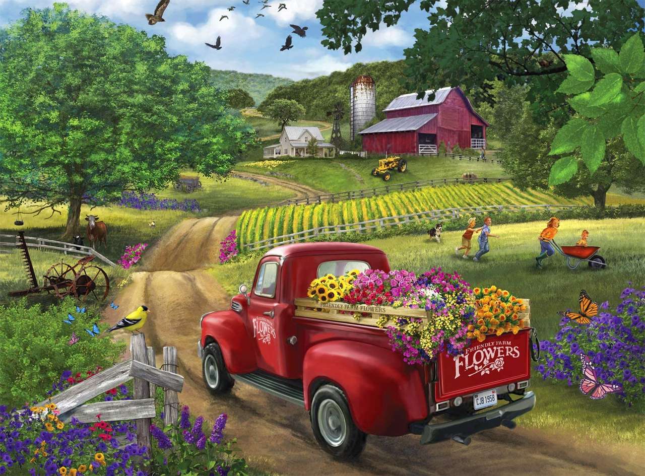Vriendelijke boerderij bloemen online puzzel