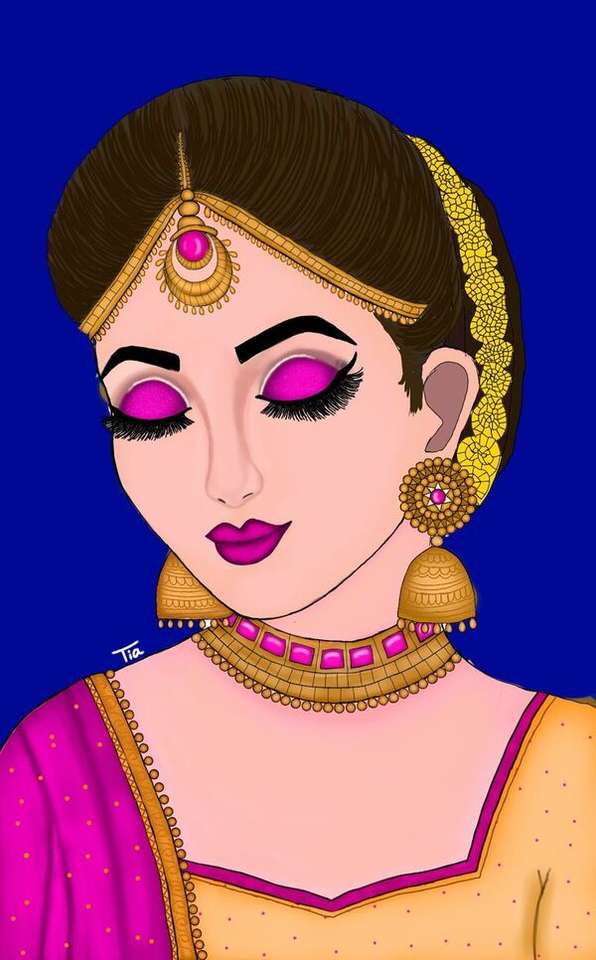 Mulher índia com maquiagem fofa - Arte 8 quebra-cabeças online