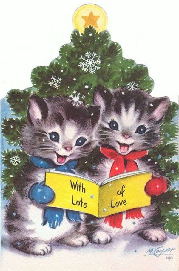 Рождество # 40 - Котята поют рождественские гимны онлайн-пазл