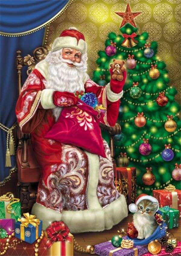 Navidad #41 - Santa Claus preparado con regalos rompecabezas en línea