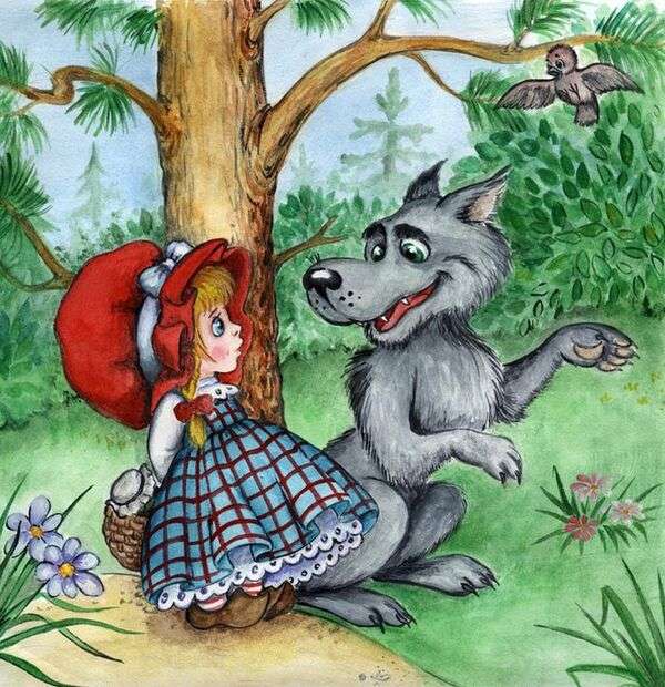 Красная Шапочка встречает волка пазл онлайн