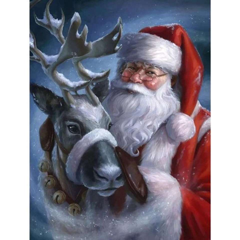 Санта Клаус з оленями онлайн пазл