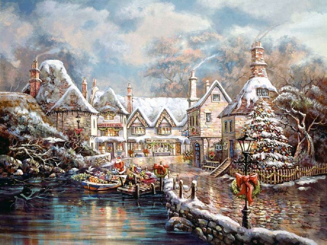 Accostage du Père Noël par la rivière puzzle en ligne