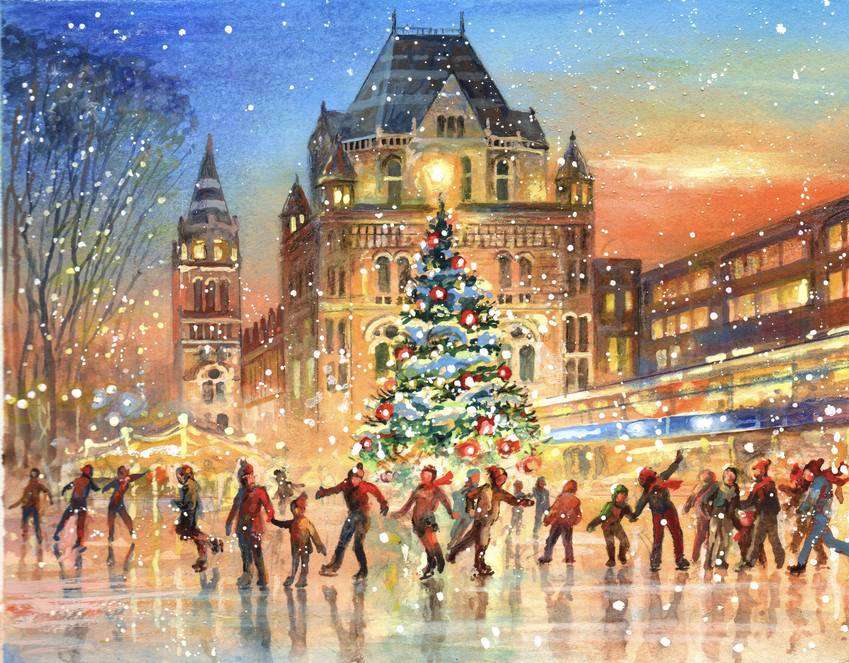 Vánoční kluziště v centru města online puzzle